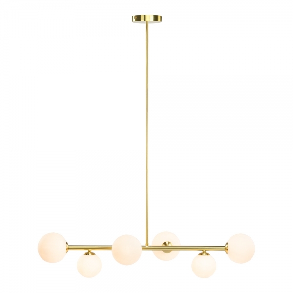 Margot Globe Pendant Light, White Opal & Brass