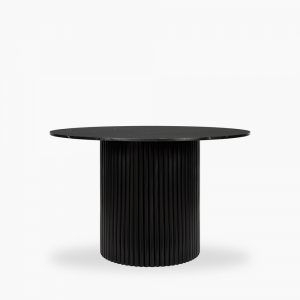 Medby 4 Seat Round Dining Table, Black Mango Wood & Black Marble