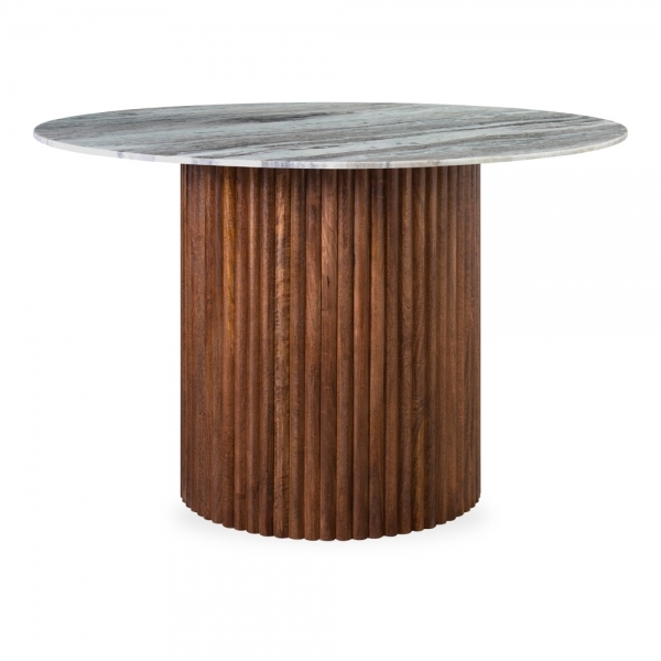 Medby & Presley 4 Chairs Dining Set, Grey Marble & Speckled Stone Sustainable Boucle