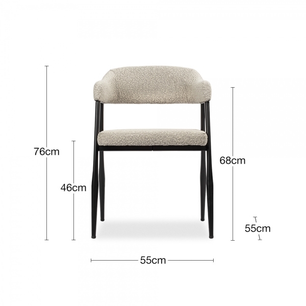 Medby & Presley 4 Chairs Dining Set, Grey Marble & Speckled Stone Sustainable Boucle