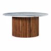 Medby Round Coffee Table, Dark Mango Wood & Grey Marble