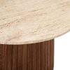 Medby Round Coffee Table, Dark Mango Wood & Travertine