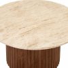 Medby Round Coffee Table, Dark Mango Wood & Travertine