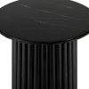 Medby Round Side Table, Black Mango Wood & Black Marble