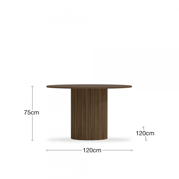 Mika 4 Seat Round Dining Table, Walnut