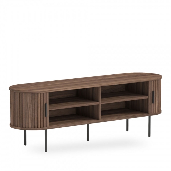 Mika Large TV Stand, Walnut & Black