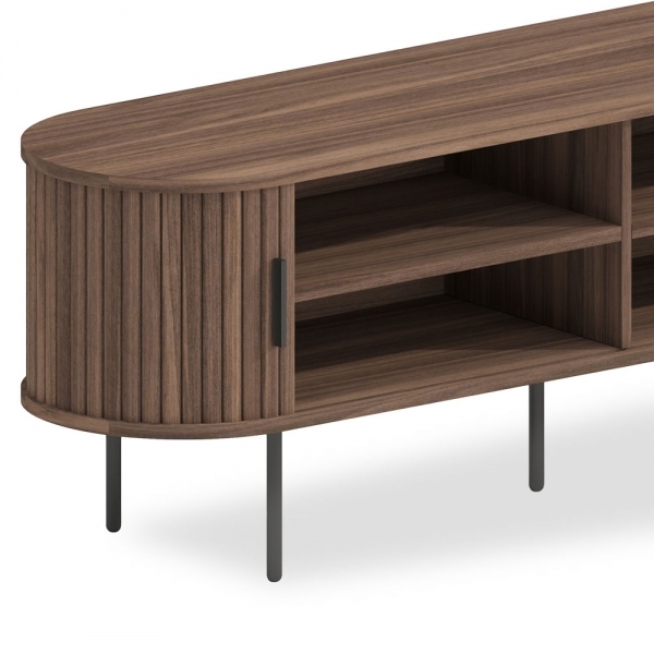 Mika Large TV Stand, Walnut & Black