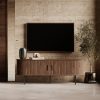 Mika Large TV Stand, Walnut & Black