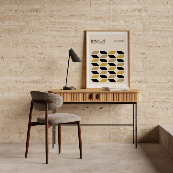 Mika Office Desk, Oak & Black