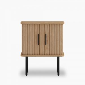 Mika Storage Bedside Table, Oak & Black