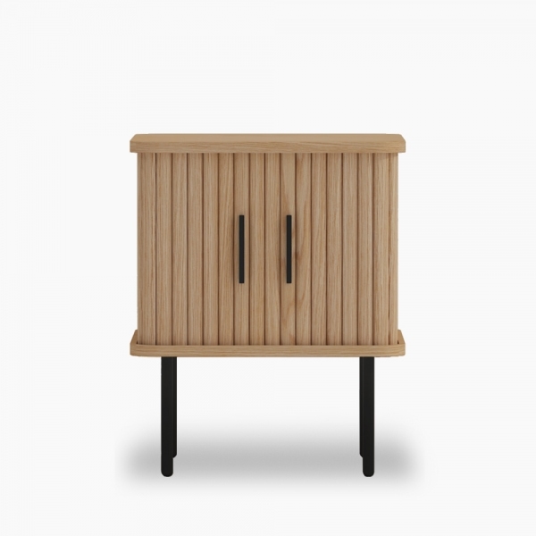 Mika Storage Bedside Table, Oak & Black