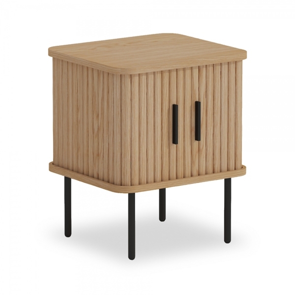 Mika Storage Bedside Table, Oak & Black