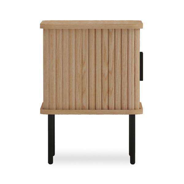 Mika Storage Bedside Table, Oak & Black