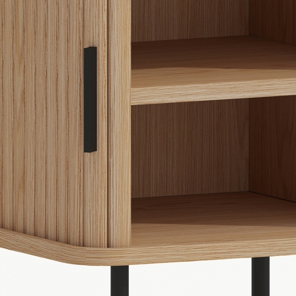 Mika Storage Bedside Table, Oak & Black