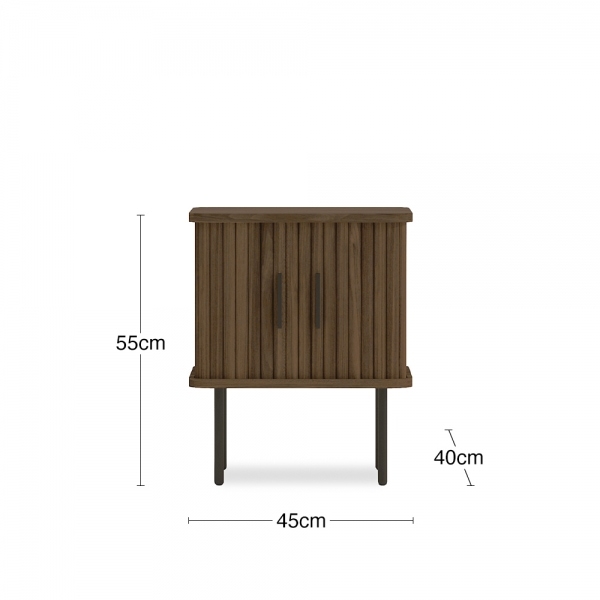 Mika Storage Bedside Table, Walnut & Black