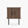 Mika Storage Bedside Table, Walnut & Black