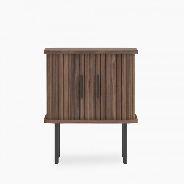 Mika Storage Bedside Table, Walnut & Black