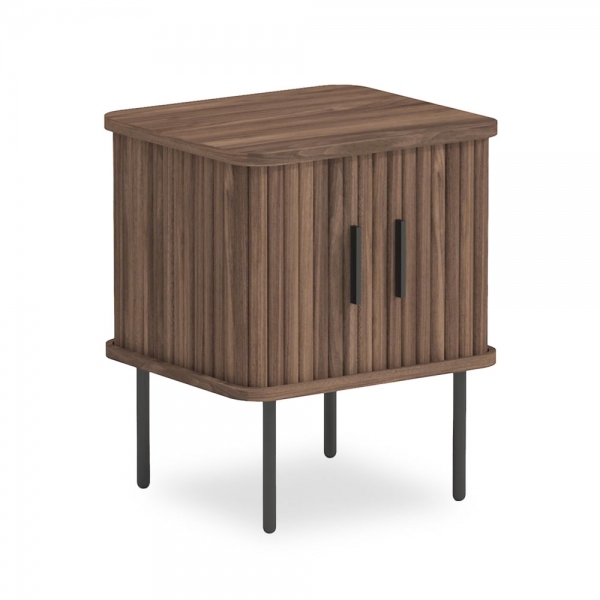 Mika Storage Bedside Table, Walnut & Black