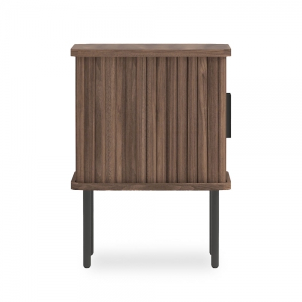 Mika Storage Bedside Table, Walnut & Black