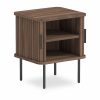 Mika Storage Bedside Table, Walnut & Black