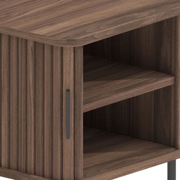 Mika Storage Bedside Table, Walnut & Black