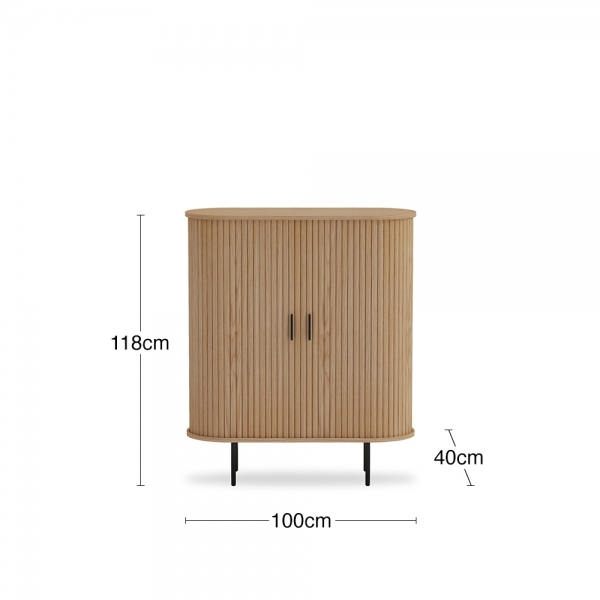 Mika Tall Sideboard, Oak & Black