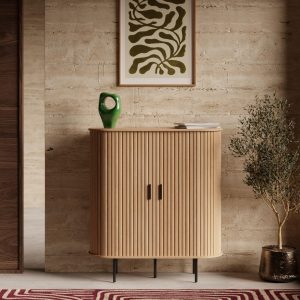 Mika Tall Sideboard, Oak & Black