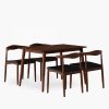 Milton & Aalborg 4 Chairs Dining Set, Walnut & Black