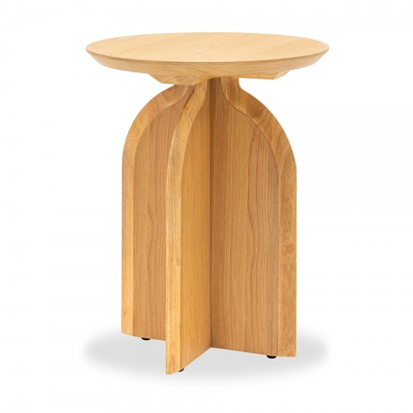 Mina Wooden Round Side Table, Oak