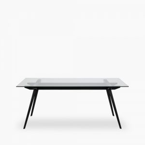 Monti 6 Seat Dining Table, Glass & Black
