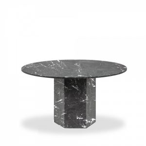 Naxos 4 Seat Round Dining Table, Onyx Black Marble