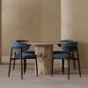 Naxos & Halston 4 Chair Dining Set, Latte Marble & Dust Blue Sustainable Velvet