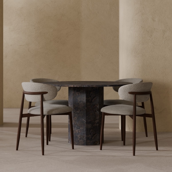 naxos-halston-4-chair-dining-set-onyx-black-marble-speckled-stone-sustainable-boucle-p46674-2886957_image Naxos & Halston 4 Chair Dining Set, Onyx Black Marble & Speckled Stone Sustainable Boucle
