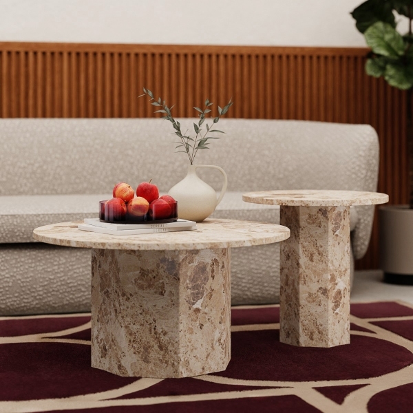 Naxos Round Coffee Table, Latte Marble