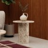 Naxos Round Side Table, Latte Marble