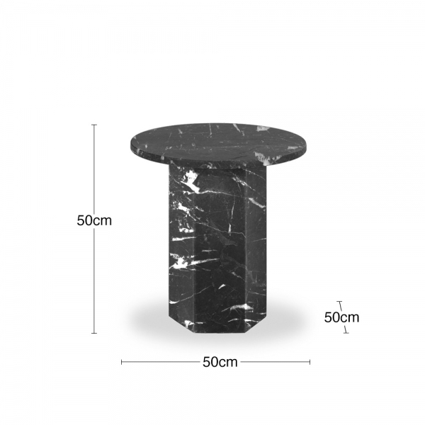 Naxos Round Side Table, Onyx Black Marble