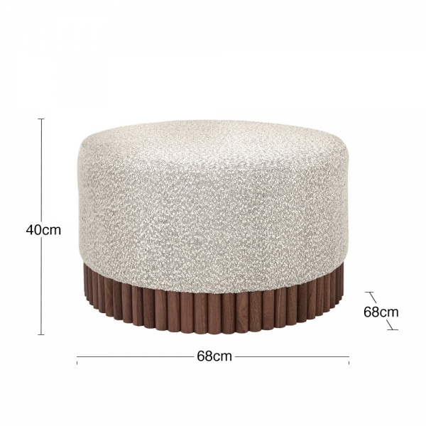 Oberon Footstool, Speckled Stone Sustainable Boucle