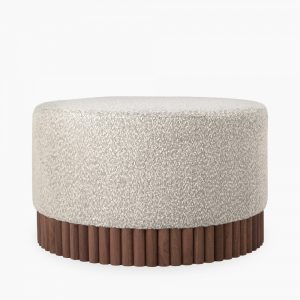 Oberon Footstool, Speckled Stone Sustainable Boucle