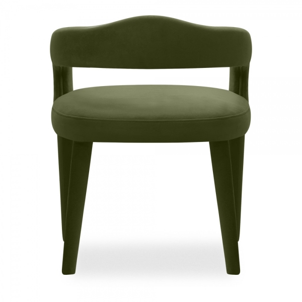 Ophelia Carver Dining Chair, Olive Green Sustainable Velvet