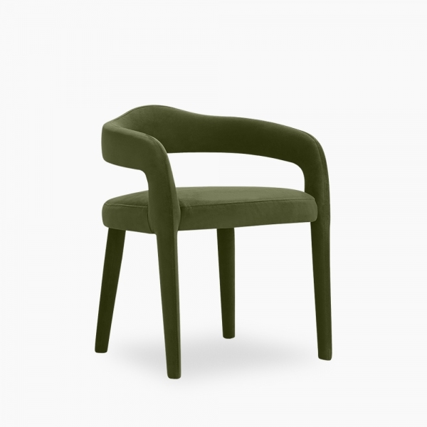 Ophelia Carver Dining Chair, Olive Green Sustainable Velvet