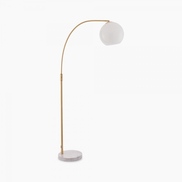 Otto Floor Lamp, Brass & White Marble
