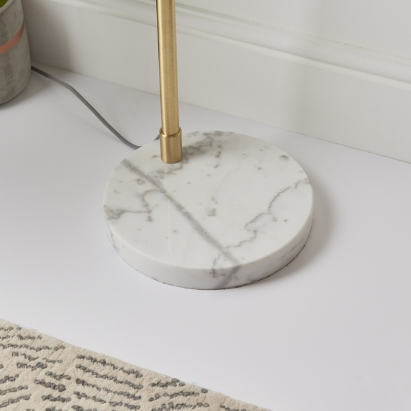 Otto Floor Lamp, Brass & White Marble