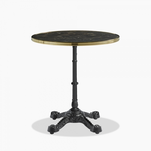 Parisian Style Flat Auto-Adjust Bar Table, Dark Marble & Brass