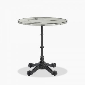 Parisian Style Flat Auto-Adjust Bar Table, White Marble & Chrome