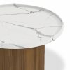 Raya Round Coffee Table, White Marble Effect & Walnut