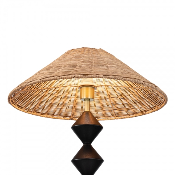 Reagan Floor Lamp, Rattan & Black