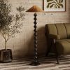 Reagan Floor Lamp, Rattan & Black