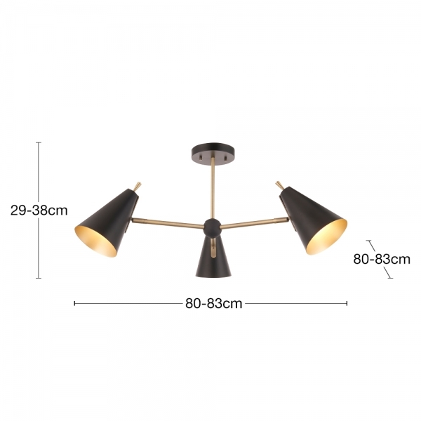 Reece Semi Flush Light, Black