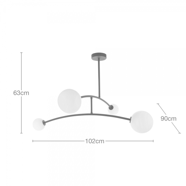 Rica Chandelier Pendant Light, Matte Black & Opal