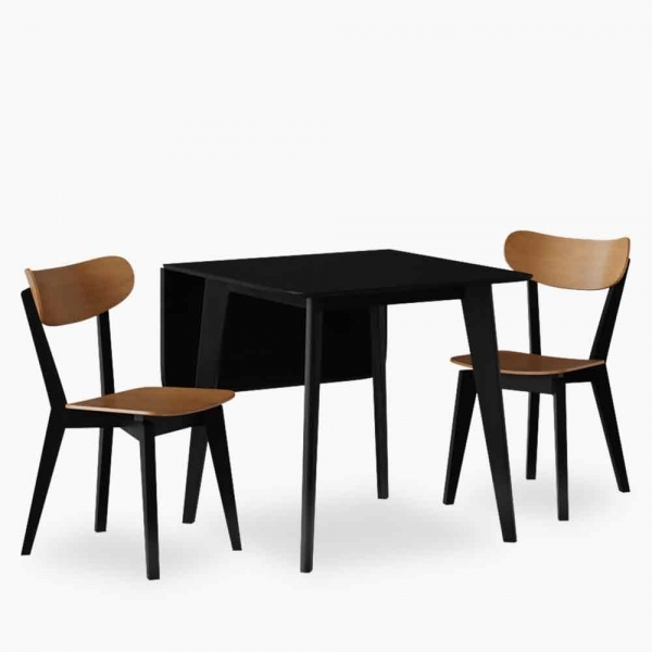 Roxby 2 Chairs Dining Set, Oak & Black